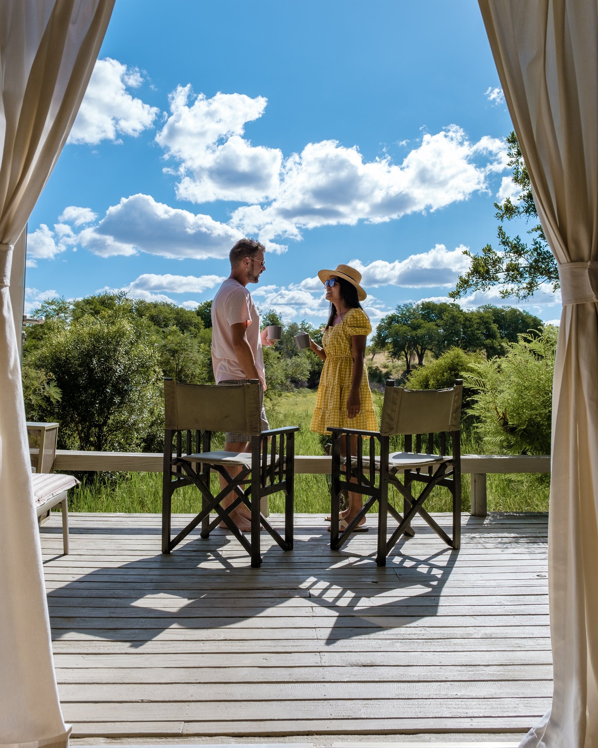 Couple at luxury safari lodge